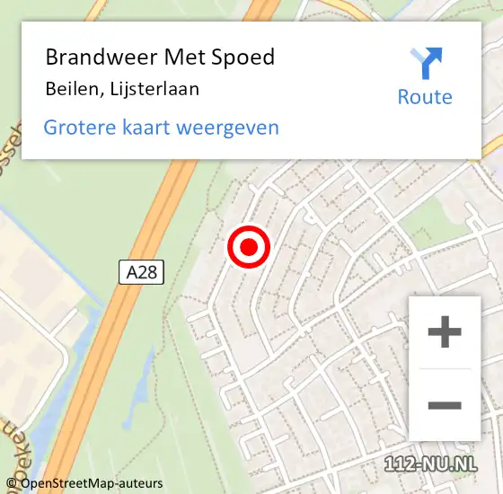 Locatie op kaart van de 112 melding: Brandweer Met Spoed Naar Beilen, Lijsterlaan op 6 september 2014 13:23