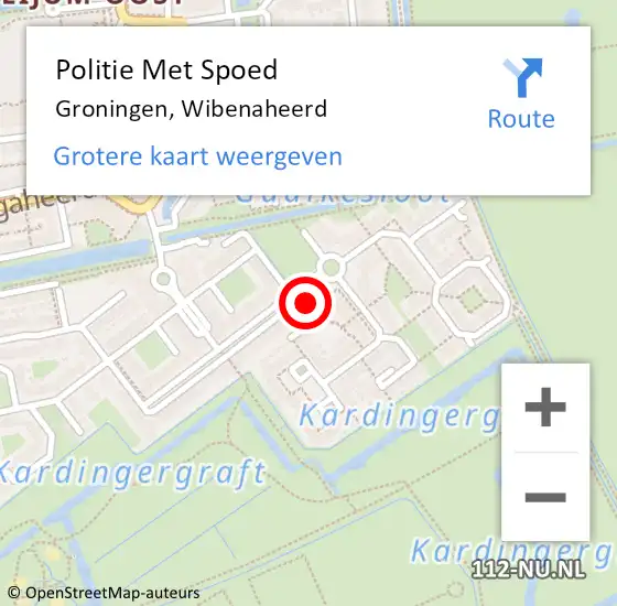 Locatie op kaart van de 112 melding: Politie Met Spoed Naar Groningen, Wibenaheerd op 31 augustus 2023 00:47