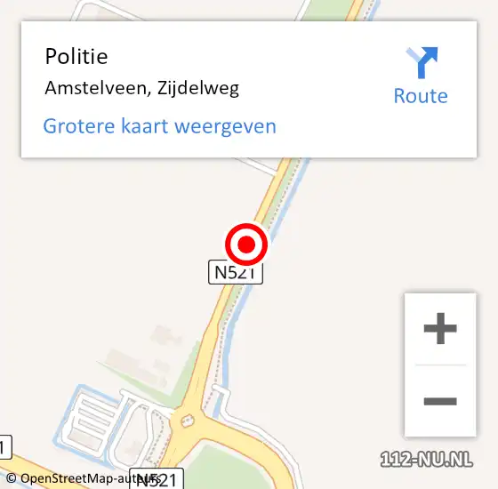 Locatie op kaart van de 112 melding: Politie Amstelveen, Zijdelweg op 6 september 2014 13:28