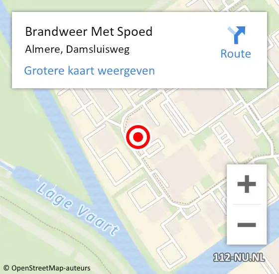 Locatie op kaart van de 112 melding: Brandweer Met Spoed Naar Almere, Damsluisweg op 31 augustus 2023 04:57