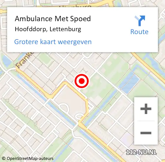 Locatie op kaart van de 112 melding: Ambulance Met Spoed Naar Hoofddorp, Lettenburg op 31 augustus 2023 05:24
