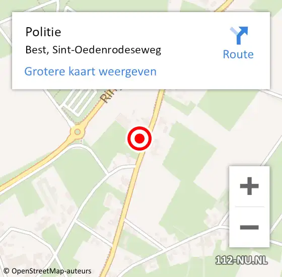 Locatie op kaart van de 112 melding: Politie Best, Sint-Oedenrodeseweg op 31 augustus 2023 05:37