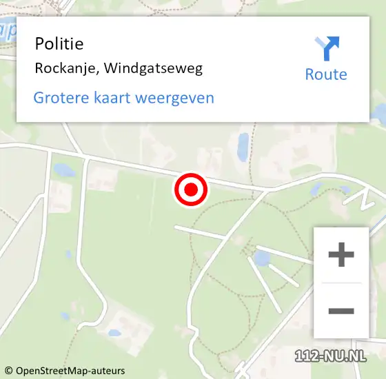 Locatie op kaart van de 112 melding: Politie Rockanje, Windgatseweg op 31 augustus 2023 06:08