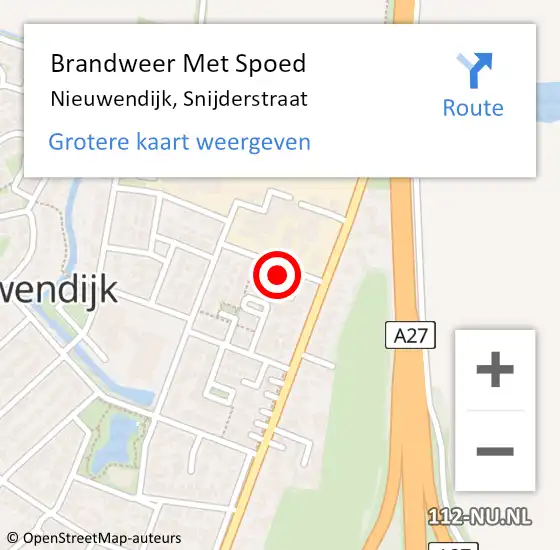 Locatie op kaart van de 112 melding: Brandweer Met Spoed Naar Nieuwendijk, Snijderstraat op 31 augustus 2023 06:20