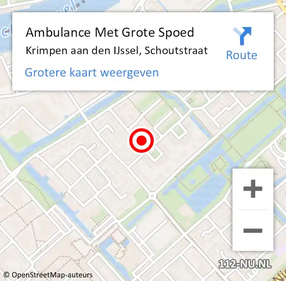 Locatie op kaart van de 112 melding: Ambulance Met Grote Spoed Naar Krimpen aan den IJssel, Schoutstraat op 31 augustus 2023 06:40