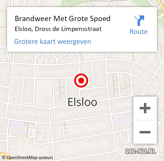 Locatie op kaart van de 112 melding: Brandweer Met Grote Spoed Naar Elsloo, Dross de Limpensstraat op 31 augustus 2023 06:44