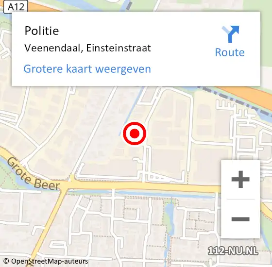 Locatie op kaart van de 112 melding: Politie Veenendaal, Einsteinstraat op 31 augustus 2023 06:51