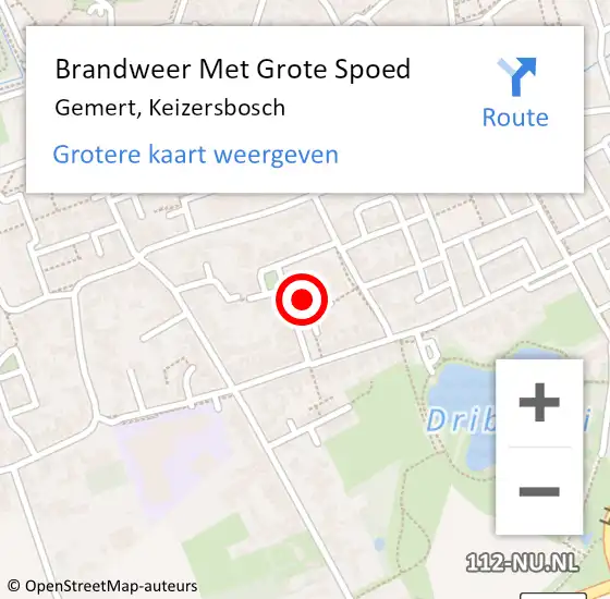 Locatie op kaart van de 112 melding: Brandweer Met Grote Spoed Naar Gemert, Keizersbosch op 31 augustus 2023 07:31