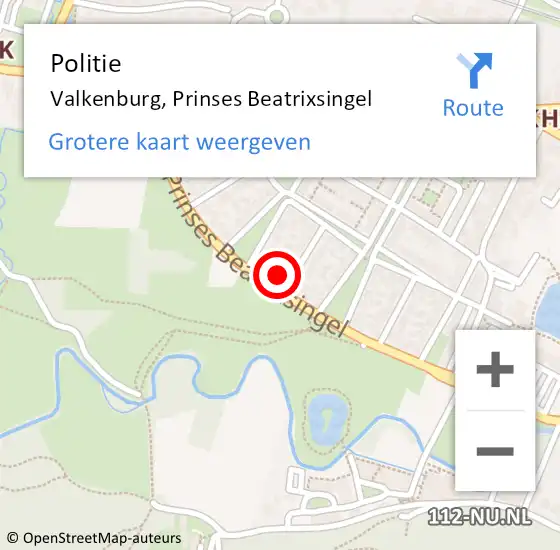 Locatie op kaart van de 112 melding: Politie Valkenburg, Prinses Beatrixsingel op 31 augustus 2023 07:37