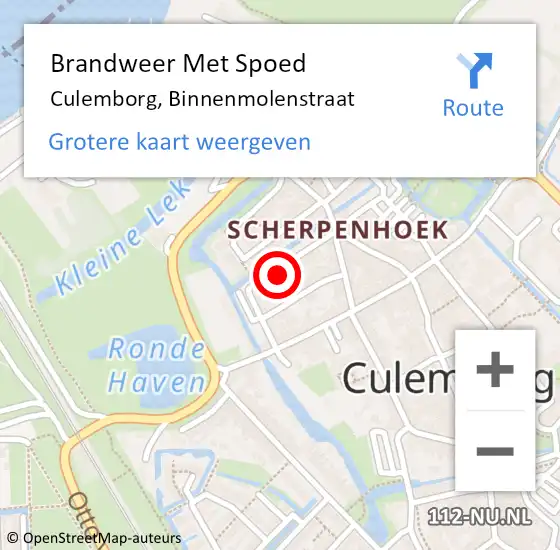 Locatie op kaart van de 112 melding: Brandweer Met Spoed Naar Culemborg, Binnenmolenstraat op 31 augustus 2023 07:47