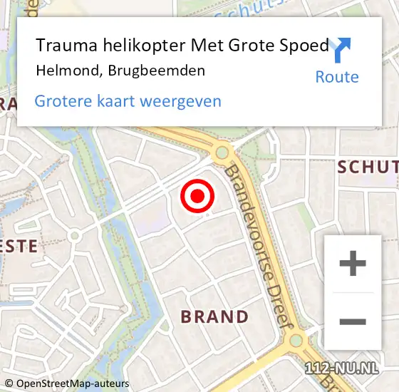 Locatie op kaart van de 112 melding: Trauma helikopter Met Grote Spoed Naar Helmond, Brugbeemden op 31 augustus 2023 07:48