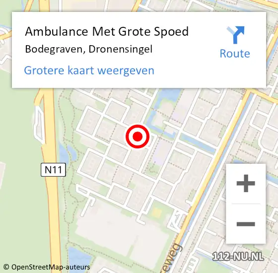 Locatie op kaart van de 112 melding: Ambulance Met Grote Spoed Naar Bodegraven, Dronensingel op 31 augustus 2023 08:17