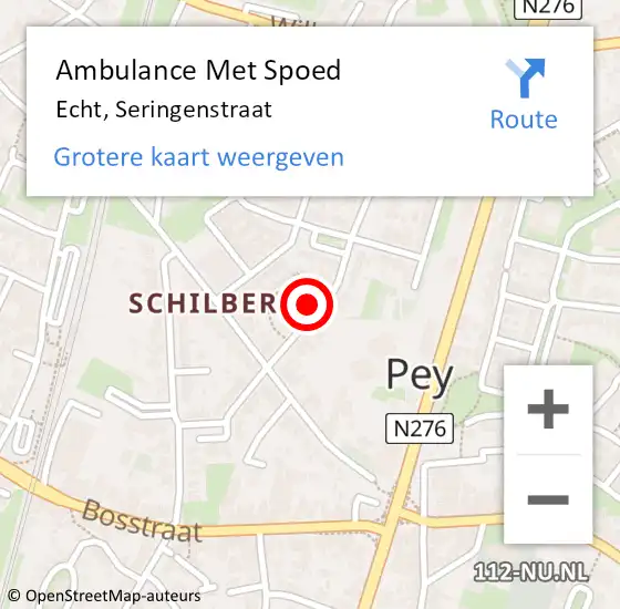 Locatie op kaart van de 112 melding: Ambulance Met Spoed Naar Echt, Seringenstraat op 31 augustus 2023 08:24