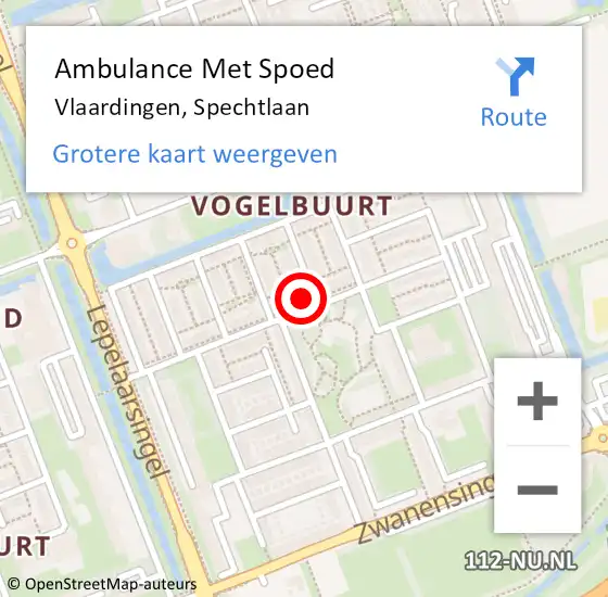 Locatie op kaart van de 112 melding: Ambulance Met Spoed Naar Vlaardingen, Spechtlaan op 31 augustus 2023 08:29