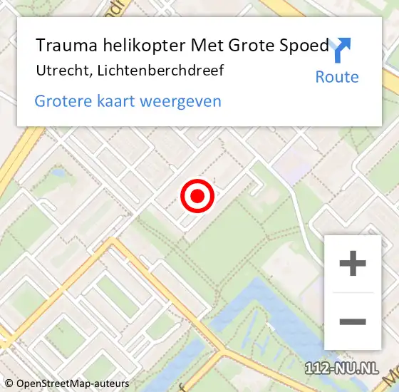 Locatie op kaart van de 112 melding: Trauma helikopter Met Grote Spoed Naar Utrecht, Lichtenberchdreef op 31 augustus 2023 08:33