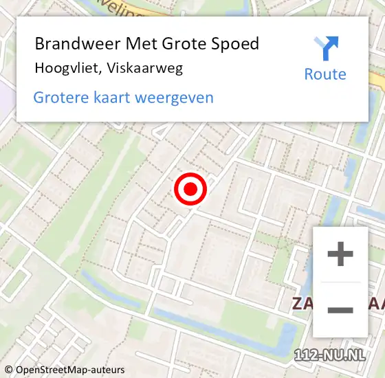 Locatie op kaart van de 112 melding: Brandweer Met Grote Spoed Naar Hoogvliet, Viskaarweg op 31 augustus 2023 08:42