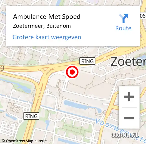 Locatie op kaart van de 112 melding: Ambulance Met Spoed Naar Zoetermeer, Buitenom op 31 augustus 2023 08:47