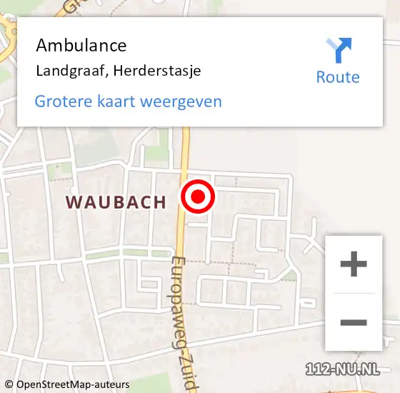 Locatie op kaart van de 112 melding: Ambulance Landgraaf, Herderstasje op 6 september 2014 13:47