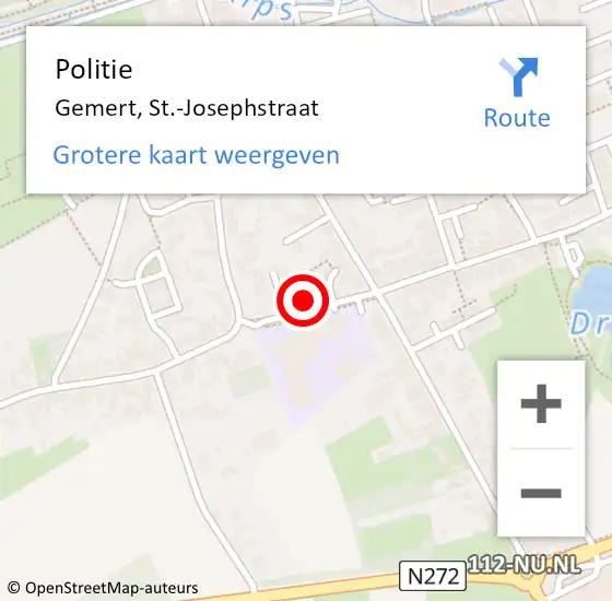 Locatie op kaart van de 112 melding: Politie Gemert, St.-Josephstraat op 31 augustus 2023 09:07