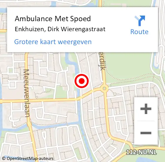 Locatie op kaart van de 112 melding: Ambulance Met Spoed Naar Enkhuizen, Dirk Wierengastraat op 31 augustus 2023 09:09
