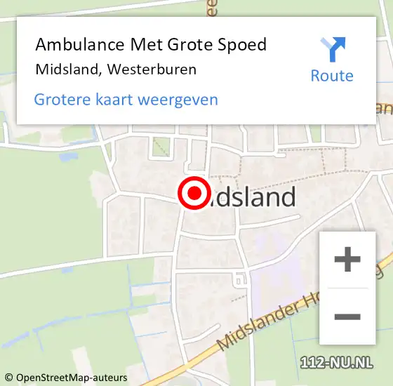 Locatie op kaart van de 112 melding: Ambulance Met Grote Spoed Naar Midsland, Westerburen op 6 september 2014 13:51