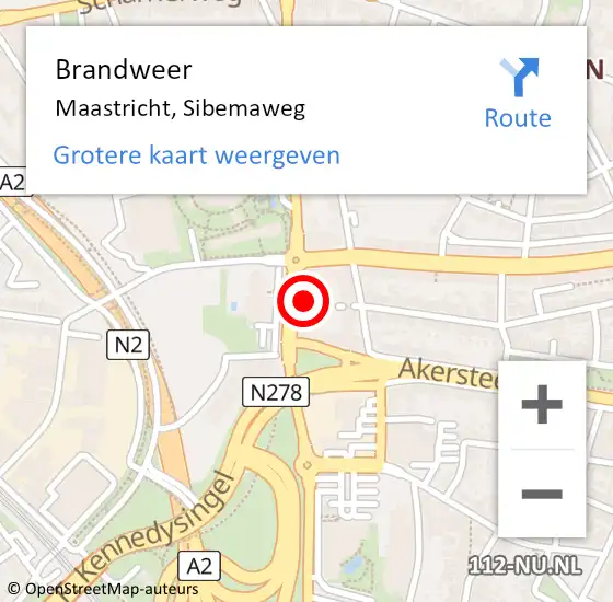 Locatie op kaart van de 112 melding: Brandweer Maastricht, Sibemaweg op 31 augustus 2023 09:25