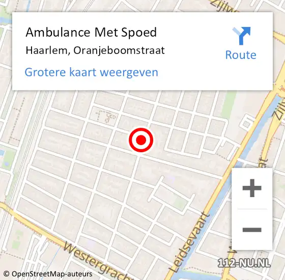 Locatie op kaart van de 112 melding: Ambulance Met Spoed Naar Haarlem, Oranjeboomstraat op 31 augustus 2023 09:31