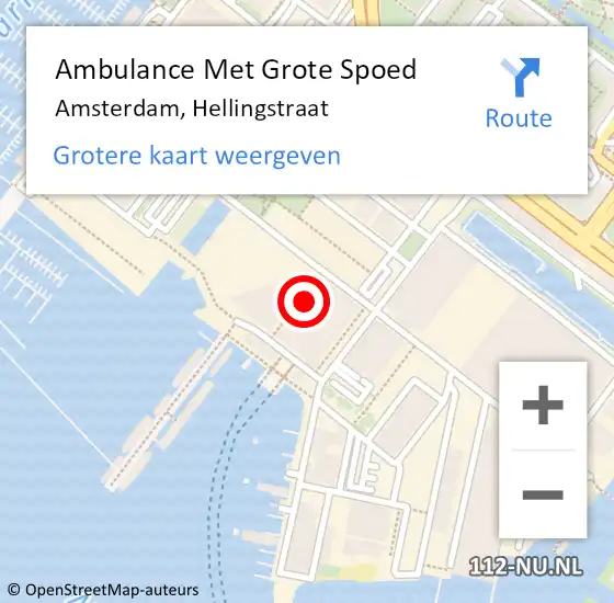 Locatie op kaart van de 112 melding: Ambulance Met Grote Spoed Naar Amsterdam, Hellingstraat op 31 augustus 2023 09:46