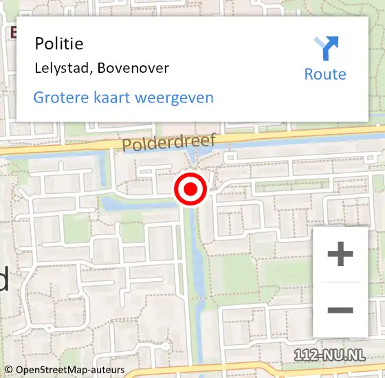 Locatie op kaart van de 112 melding: Politie Lelystad, Bovenover op 31 augustus 2023 10:17