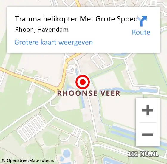 Locatie op kaart van de 112 melding: Trauma helikopter Met Grote Spoed Naar Rhoon, Havendam op 31 augustus 2023 10:34