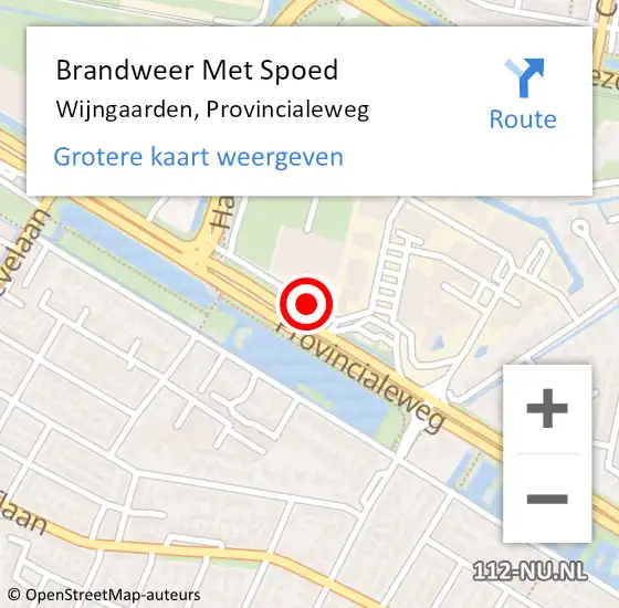 Locatie op kaart van de 112 melding: Brandweer Met Spoed Naar Wijngaarden, Provincialeweg op 6 september 2014 14:04