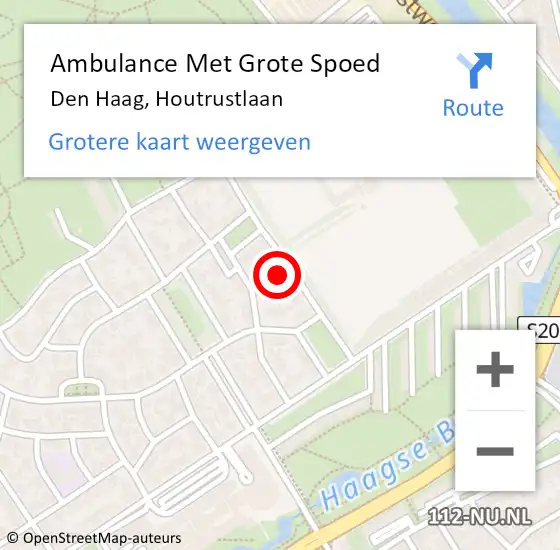 Locatie op kaart van de 112 melding: Ambulance Met Grote Spoed Naar Den Haag, Houtrustlaan op 31 augustus 2023 10:44