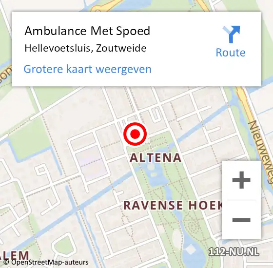Locatie op kaart van de 112 melding: Ambulance Met Spoed Naar Hellevoetsluis, Zoutweide op 31 augustus 2023 10:44