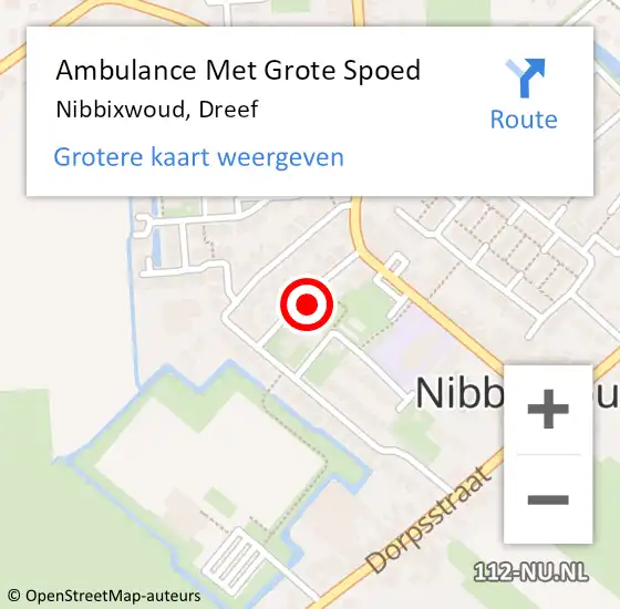 Locatie op kaart van de 112 melding: Ambulance Met Grote Spoed Naar Nibbixwoud, Dreef op 31 augustus 2023 11:47