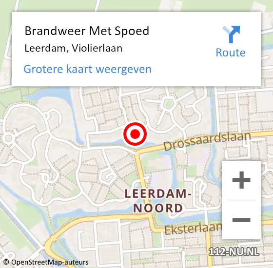 Locatie op kaart van de 112 melding: Brandweer Met Spoed Naar Leerdam, Violierlaan op 31 augustus 2023 11:50