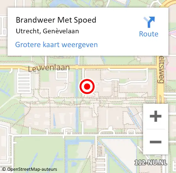 Locatie op kaart van de 112 melding: Brandweer Met Spoed Naar Utrecht, Genèvelaan op 31 augustus 2023 12:04