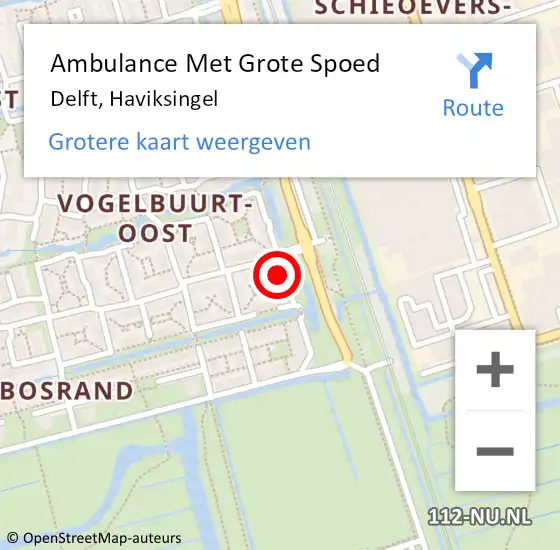 Locatie op kaart van de 112 melding: Ambulance Met Grote Spoed Naar Delft, Haviksingel op 31 augustus 2023 12:42