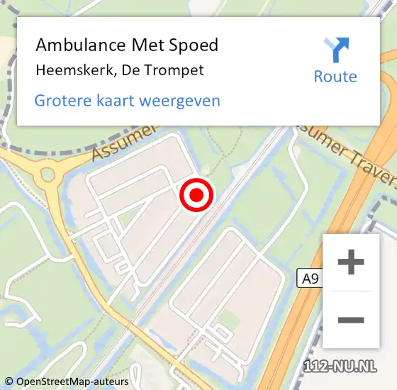 Locatie op kaart van de 112 melding: Ambulance Met Spoed Naar Heemskerk, De Trompet op 31 augustus 2023 12:46