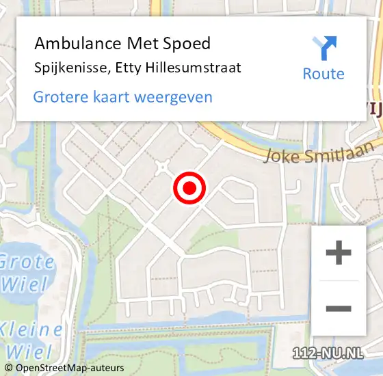 Locatie op kaart van de 112 melding: Ambulance Met Spoed Naar Spijkenisse, Etty Hillesumstraat op 31 augustus 2023 12:54