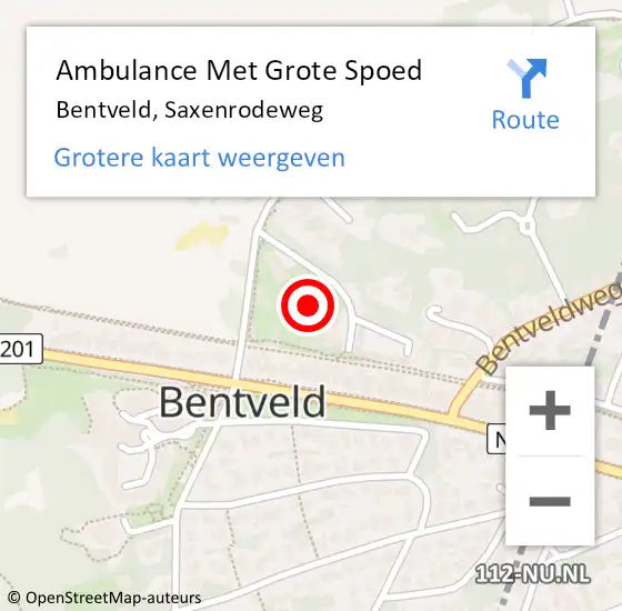 Locatie op kaart van de 112 melding: Ambulance Met Grote Spoed Naar Bentveld, Saxenrodeweg op 31 augustus 2023 13:00