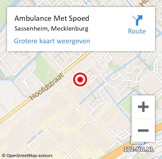 Locatie op kaart van de 112 melding: Ambulance Met Spoed Naar Sassenheim, Mecklenburg op 31 augustus 2023 13:01