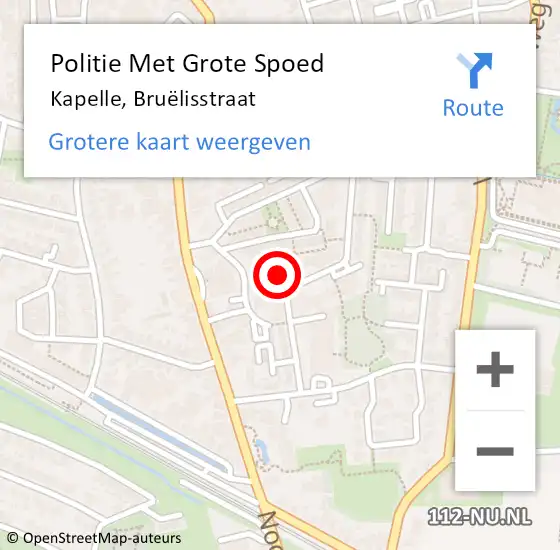 Locatie op kaart van de 112 melding: Politie Met Grote Spoed Naar Kapelle, Bruëlisstraat op 31 augustus 2023 13:02