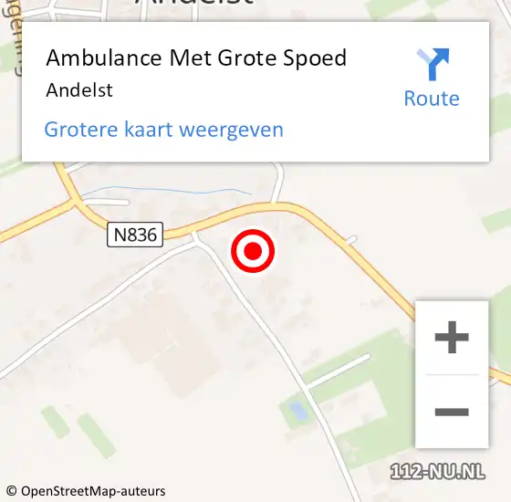 Locatie op kaart van de 112 melding: Ambulance Met Grote Spoed Naar Andelst op 31 augustus 2023 13:29