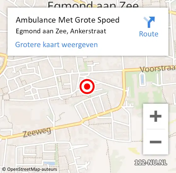 Locatie op kaart van de 112 melding: Ambulance Met Grote Spoed Naar Egmond aan Zee, Ankerstraat op 31 augustus 2023 13:30