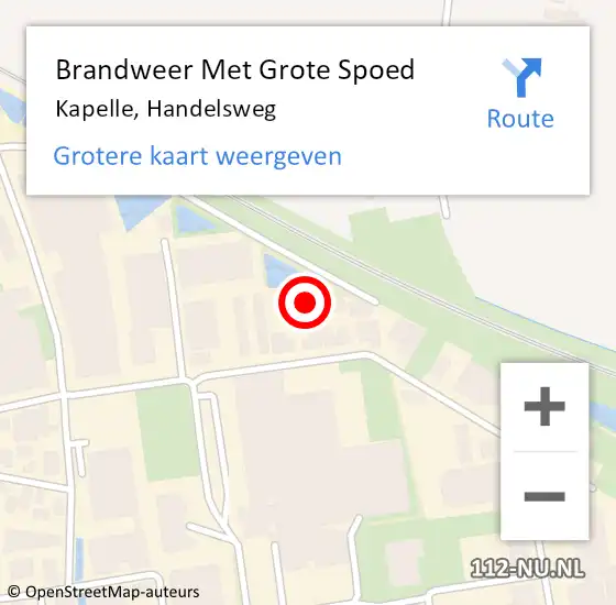 Locatie op kaart van de 112 melding: Brandweer Met Grote Spoed Naar Kapelle, Handelsweg op 31 augustus 2023 13:45