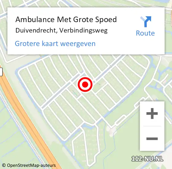 Locatie op kaart van de 112 melding: Ambulance Met Grote Spoed Naar Duivendrecht, Verbindingsweg op 31 augustus 2023 13:51