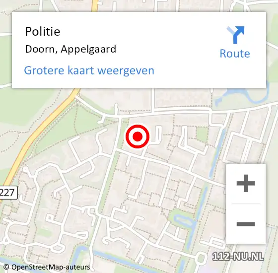 Locatie op kaart van de 112 melding: Politie Doorn, Appelgaard op 31 augustus 2023 14:17