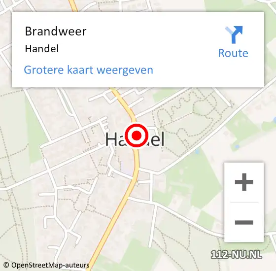 Locatie op kaart van de 112 melding: Brandweer Handel op 31 augustus 2023 14:41