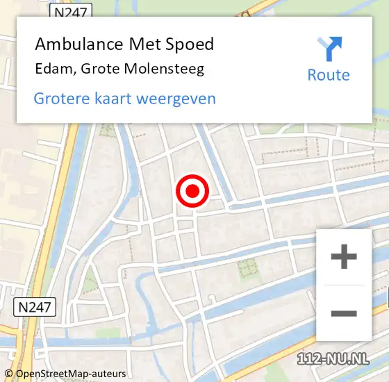 Locatie op kaart van de 112 melding: Ambulance Met Spoed Naar Edam, Grote Molensteeg op 31 augustus 2023 14:59