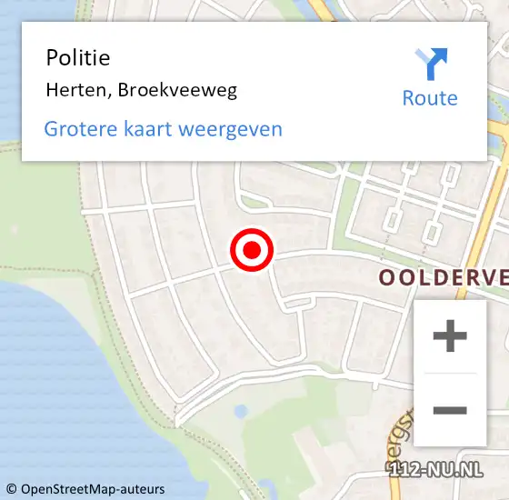 Locatie op kaart van de 112 melding: Politie Herten, Broekveeweg op 31 augustus 2023 15:06